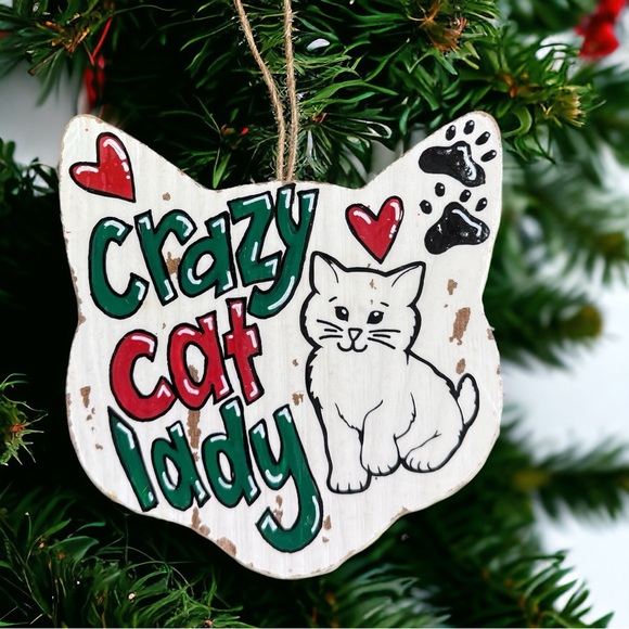 Pawsitively Purr-fect Handprinted Crazy Cat Lady Ornament - Peraonalized Gift - Picture 8 of 8